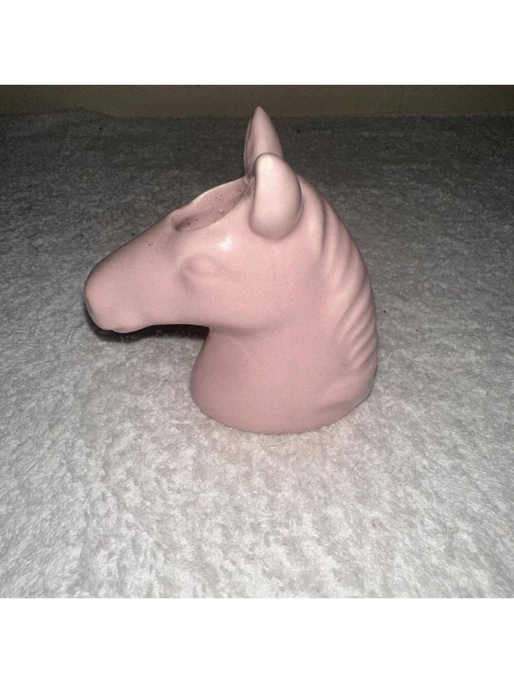 Pink Ceramic Horse Head Tooth Pick Air Plant Succulent Holder.